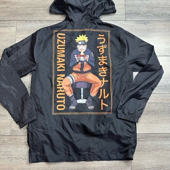 Naruto Shippuden men's Small hoodie jacket Windbreaker Uzumaki Ramen Anime - Picture 2 of 7